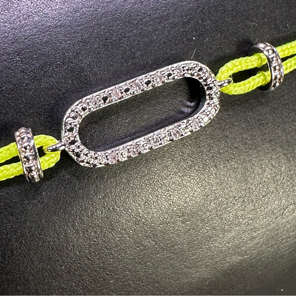 Diamond and sterling silver cord bracelet in bright yellow friendship - Picture 6 of 11